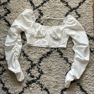 White Corset Style White Crop Top